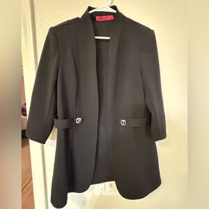 Chic Black Women's Blazer with Button Accents